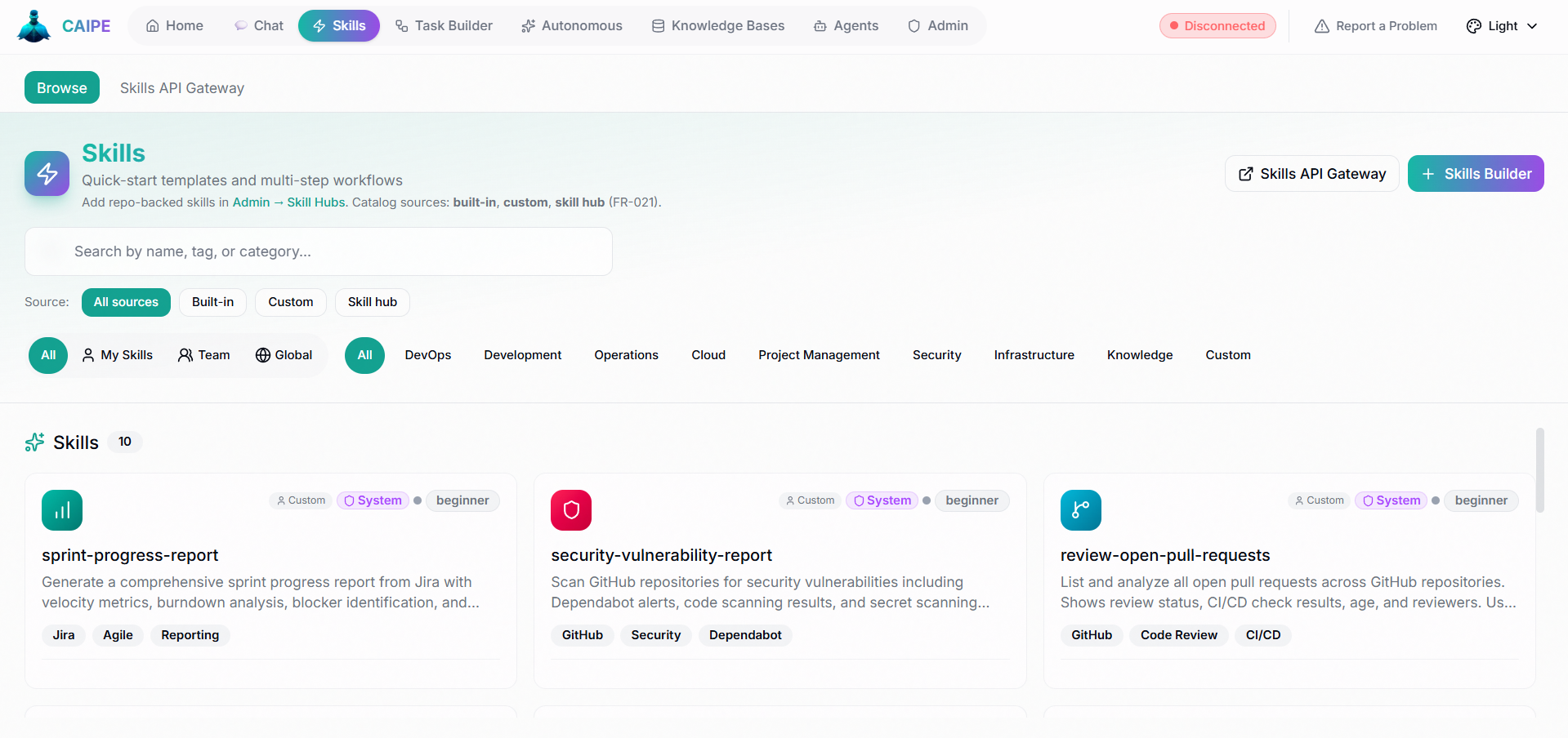 Cisco CAIPE agent console screenshot